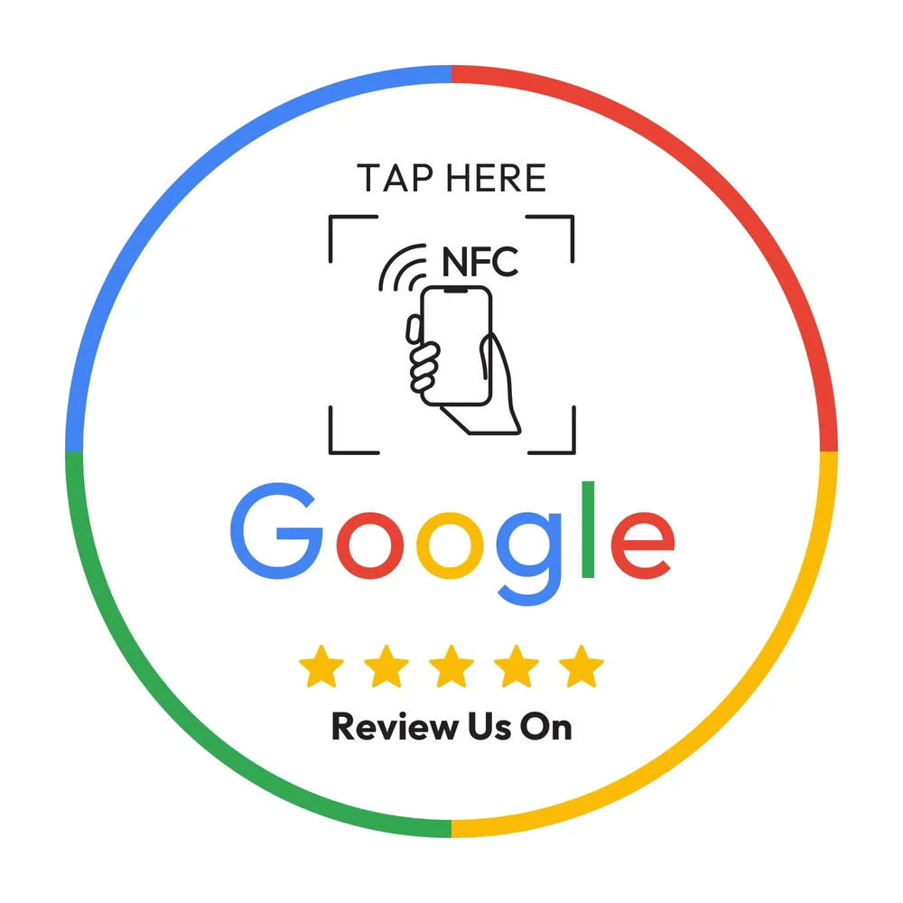 Okrúhla NFC karta na Google recenzie — rozmer ⌀ 100 mm