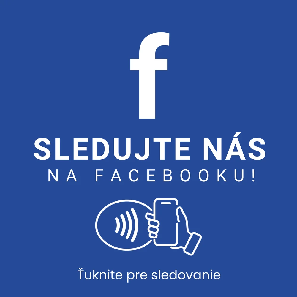 NFC karta Facebook na sledovanie stránky — rozmer 90 × 90 mm