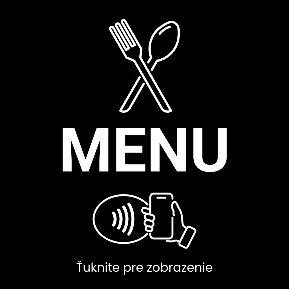 NFC menu karta — digitálne menu na stôl — rozmer 90 × 90 mm