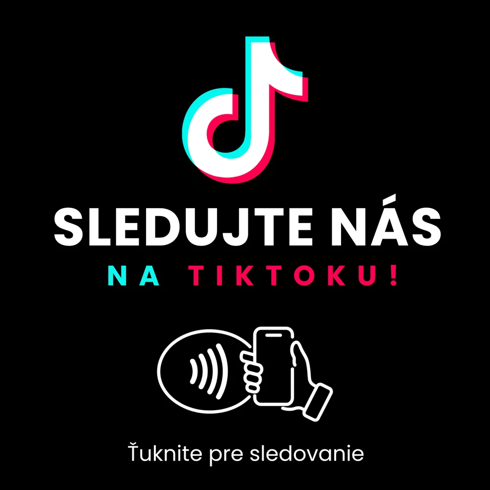 NFC karta TikTok na sledovanie profilu — rozmer 90 × 90 mm