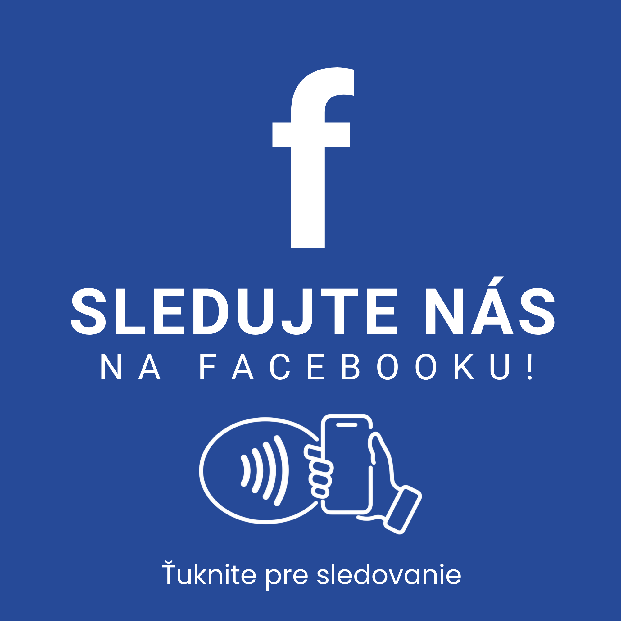 NFC karta Facebook na sledovanie stránky — rozmer 90 × 90 mm
